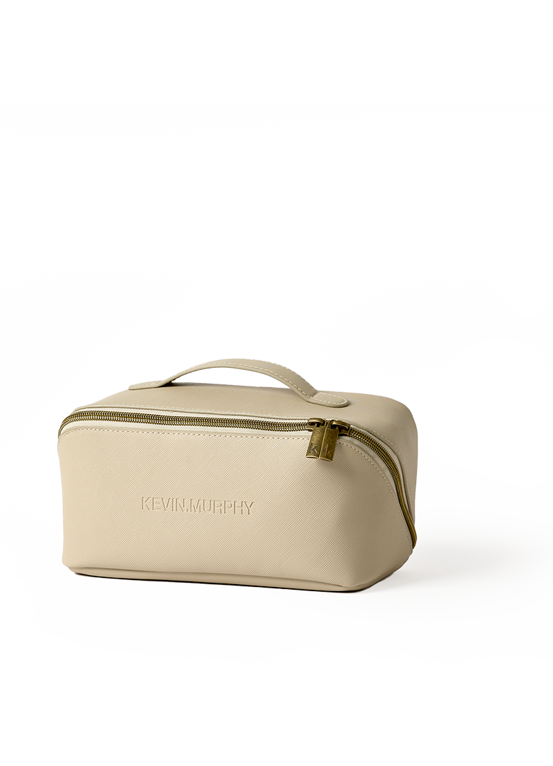 KEVIN. MURPHY Holiday Cosmetic Bag - Saffiano Leather-Look Exterior, Metallic Zippers, HEALING LAND Lining, 22.5 X 12.5 X 11.5 CM, Hair Care Accessory